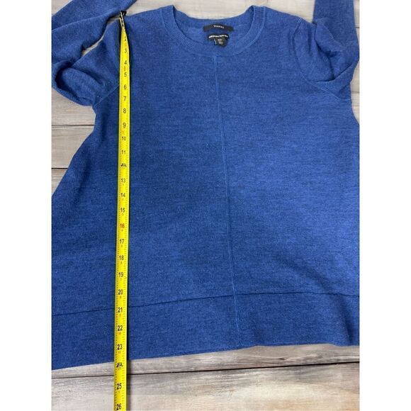 Tahari 100% Extra Fine Merino Wool Blue Purple Minimalist Lightweight Side Small - Picture 7 of 7